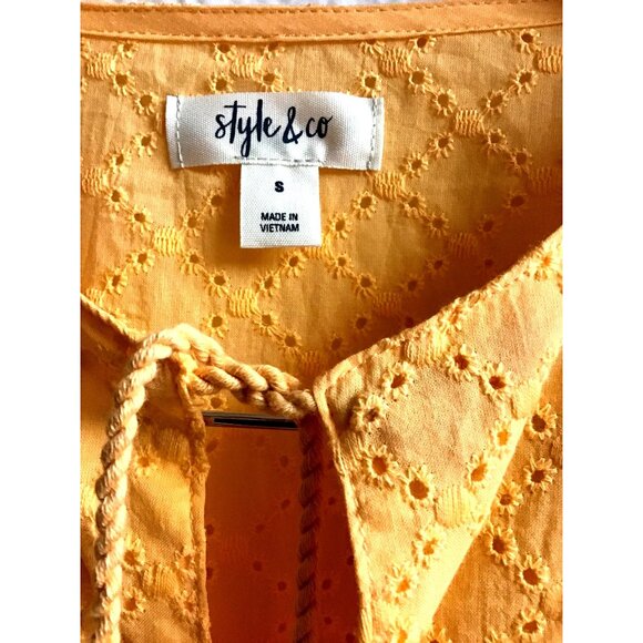 STYLE & CO-WOMEN'S ORANGE 100% COTTON LIGHT LONG SLEEVE TOP SIZE SMALL-NWT - Picture 3 of 7